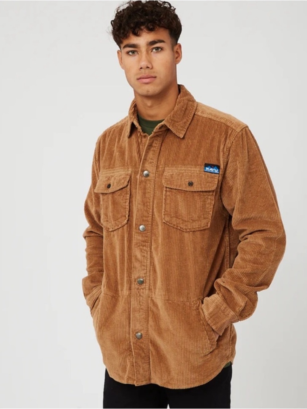 KAVU PETOS CORDUROY SHIRT JACKET- Pebble Brown medium